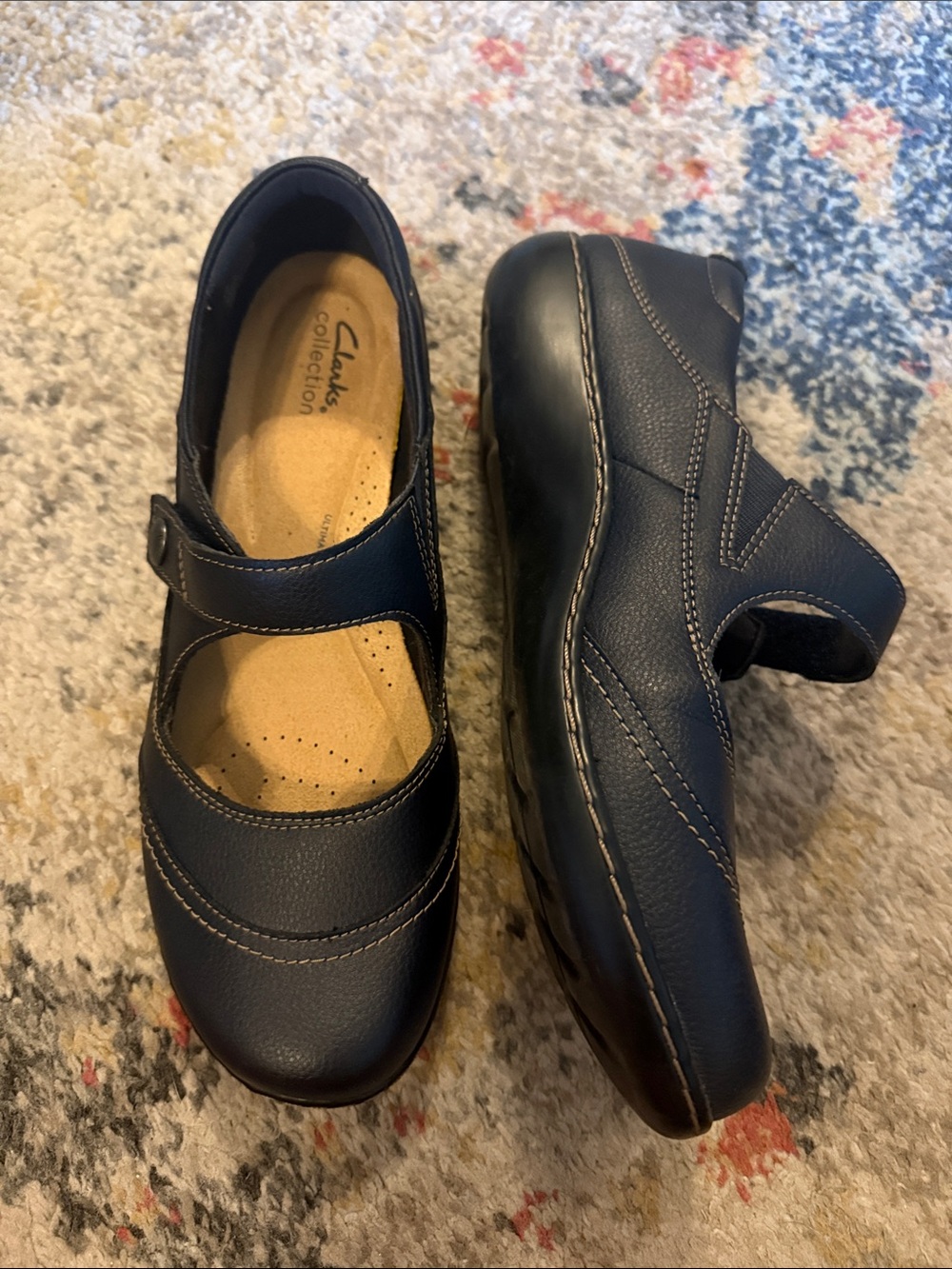 Clarks Girls Navy Mary Jane Strap Shoes